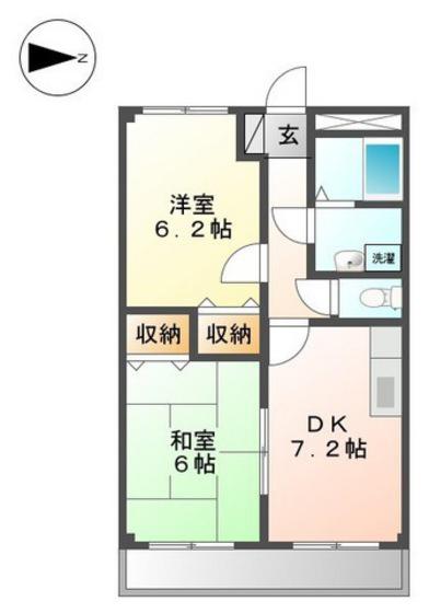 ドリームハウス(2DK/2階)の間取り写真