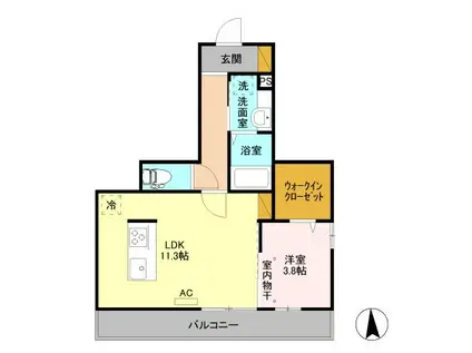 パステルコート(1LDK/1階)の間取り写真