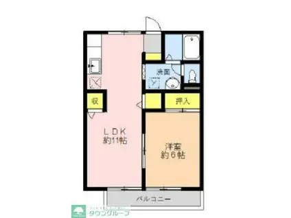 サンモールII(1LDK/1階)の間取り写真