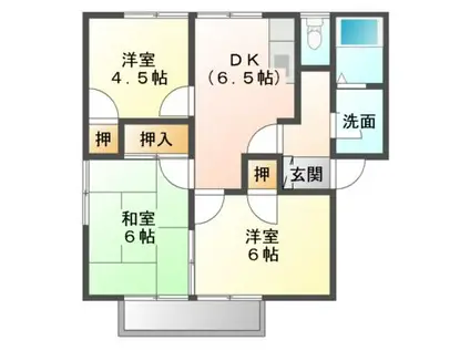 アメニティータウン千代田(3DK/2階)の間取り写真