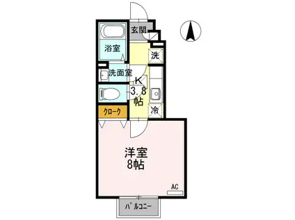 アークグレイスIII(1K/1階)の間取り写真