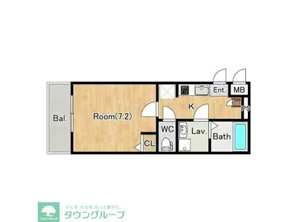 ジーメゾン天王台ウエスト(1K/1階)の間取り写真