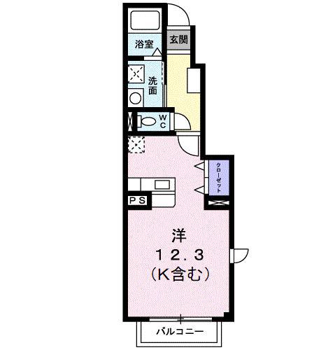 チアフルホームA(ワンルーム/1階)の間取り写真
