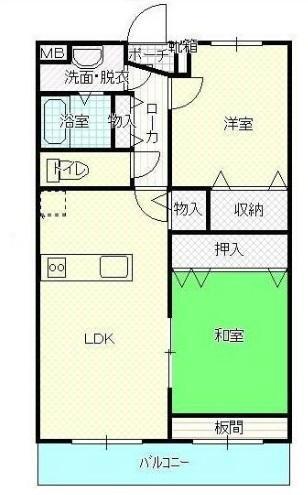サンライズS(2LDK/2階)の間取り写真