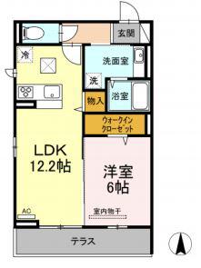 メイプル(1LDK/1階)の間取り写真