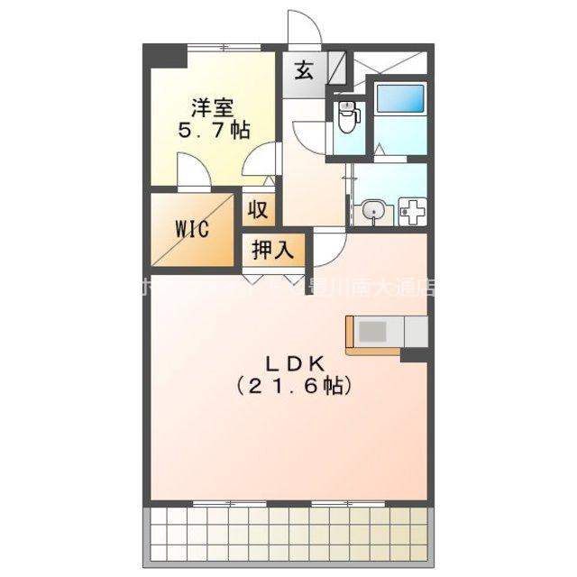 ベルドミール豊川(1LDK/5階)の間取り写真