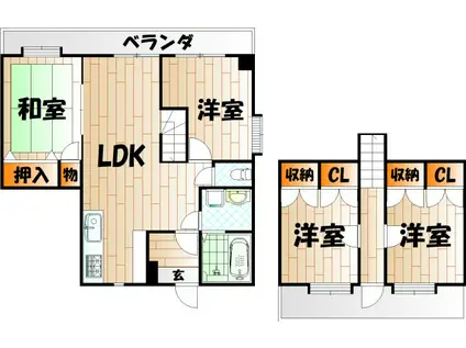 ウインズ浅香II(4LDK/9階)の間取り写真