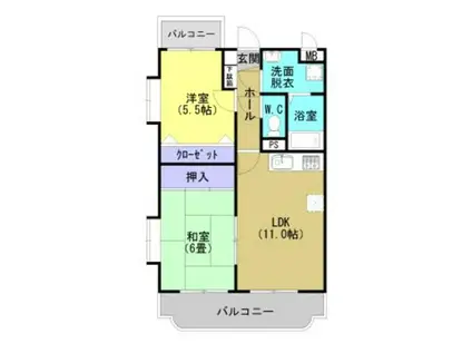 グレイスラパン健士郎(2LDK/3階)の間取り写真