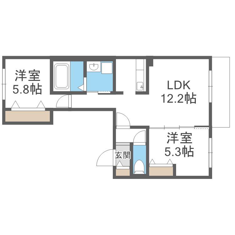 フローリス(2LDK/4階)の間取り写真