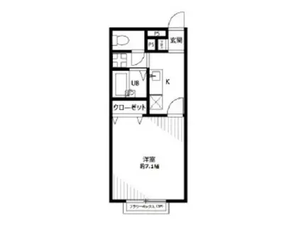 プレジールK(1K/1階)の間取り写真