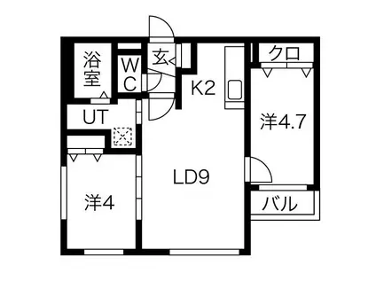 ブランシャール平岸(2LDK/4階)の間取り写真