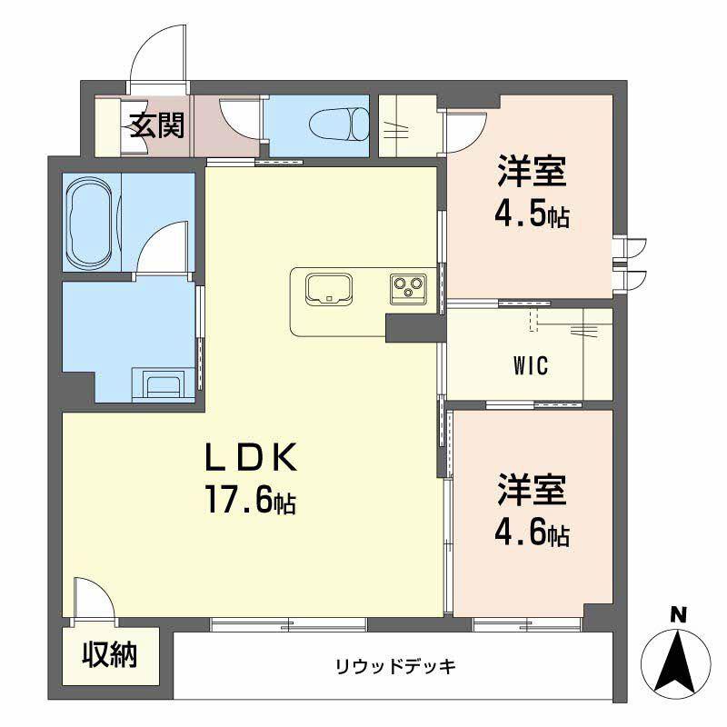 カルムメゾン(2LDK/1階)の間取り写真