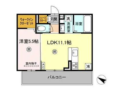 パーチェ御幸(1LDK/1階)の間取り写真
