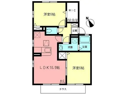 リヴェールKI(2LDK/1階)の間取り写真