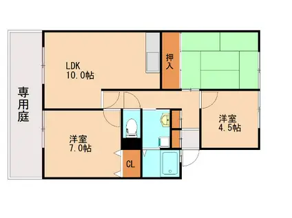 フローレンス那珂川 D(3LDK/1階)の間取り写真