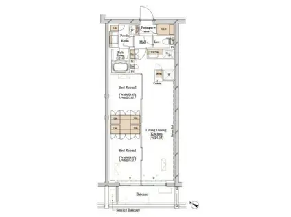 ブランシエスタ目黒中央町(2LDK/4階)の間取り写真