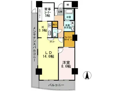品川シーサイドビュータワーII(1LDK/28階)の間取り写真