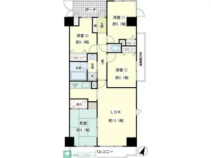 NICEステージ湘南つつじが丘(4LDK/6階)の間取り写真