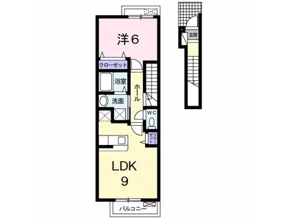 リバージュ2(1LDK/2階)の間取り写真