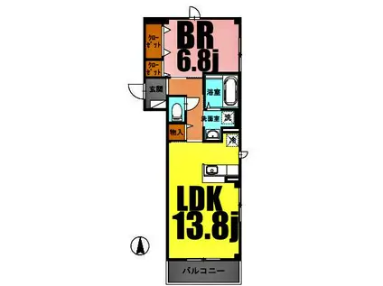 スカイヴィラージュ(1LDK/3階)の間取り写真