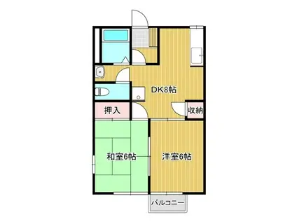 リベラルハイツ(2DK/2階)の間取り写真