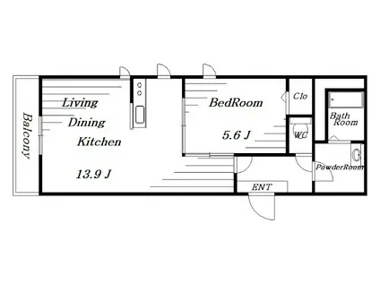 ラ・パートメント千葉(1LDK/5階)の間取り写真
