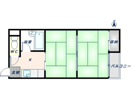 プレミアム新深江(2K/1階)の間取り写真