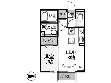 スピネル(1LDK/1階)の間取り写真