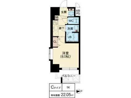 スプランディッド阿倍野(1K/10階)の間取り写真