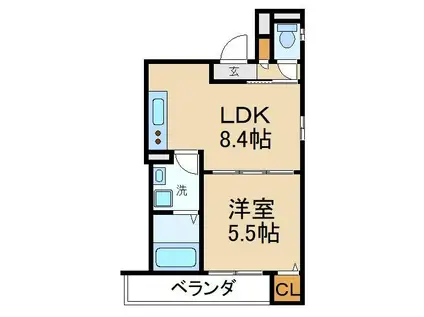 クリエオーレ藤阪中町II(1LDK/2階)の間取り写真