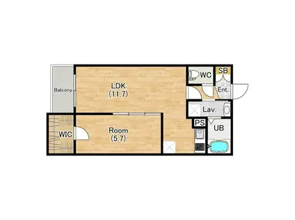  ジーメゾンあやめ池エルシアス(1LDK/2階)の間取り写真