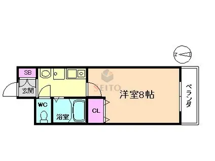 阪急宝塚線 服部天神駅 徒歩3分 3階建 築29年(1K/1階)の間取り写真