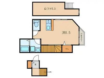 APRILE GOHONGI(ワンルーム/2階)の間取り写真