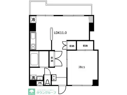 けやきヒルズ西片貝(1LDK/2階)の間取り写真