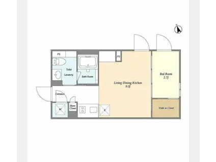 KDXレジデンス吉祥寺(1LDK/3階)の間取り写真