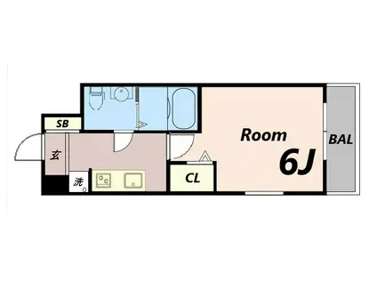 アリビオ立花I(1K/10階)の間取り写真