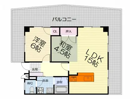 エクセレント山陽(2LDK/4階)の間取り写真