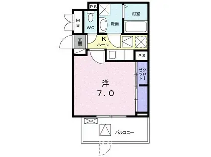 ソレアード西尾久(1K/1階)の間取り写真