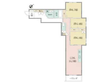 ヘーベルヴィレッジ横須賀うみかぜ公園(3LDK/1階)の間取り写真