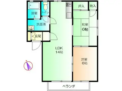 サンハイツII(2LDK/1階)の間取り写真