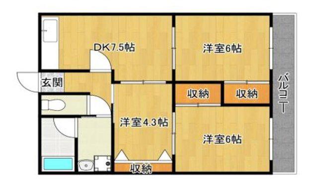グレイス姫路(3DK/5階)の間取り写真