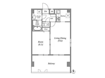 アーバハイツ六町環七北通(1LDK/7階)の間取り写真