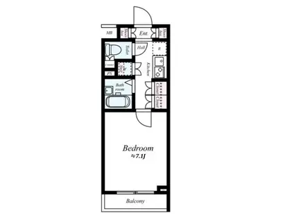 プレール・ドゥーク練馬ノースCITY LA(1K/2階)の間取り写真