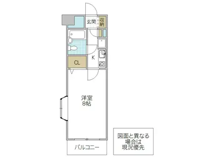 フローラ姫子(1K/4階)の間取り写真