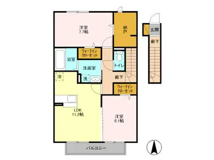 山王NTステージA(2LDK/2階)の間取り写真