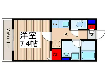 ジーメゾン川越仙波町(1K/1階)の間取り写真