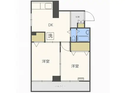 サンビラ大手前(2DK/6階)の間取り写真