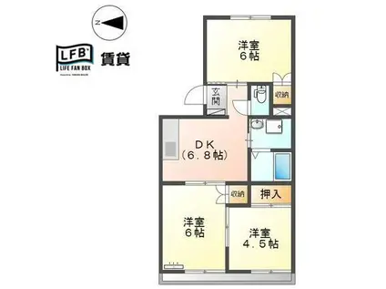 野村ハイツC棟(3DK/2階)の間取り写真