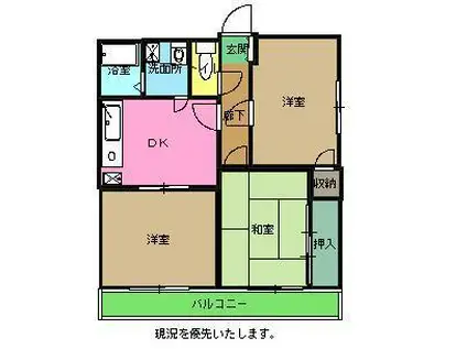 グリーンパーク千刈(3DK/2階)の間取り写真