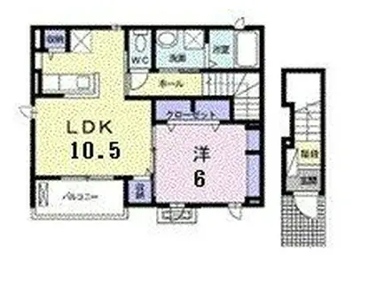 フェリーチェS・Y(1LDK/2階)の間取り写真